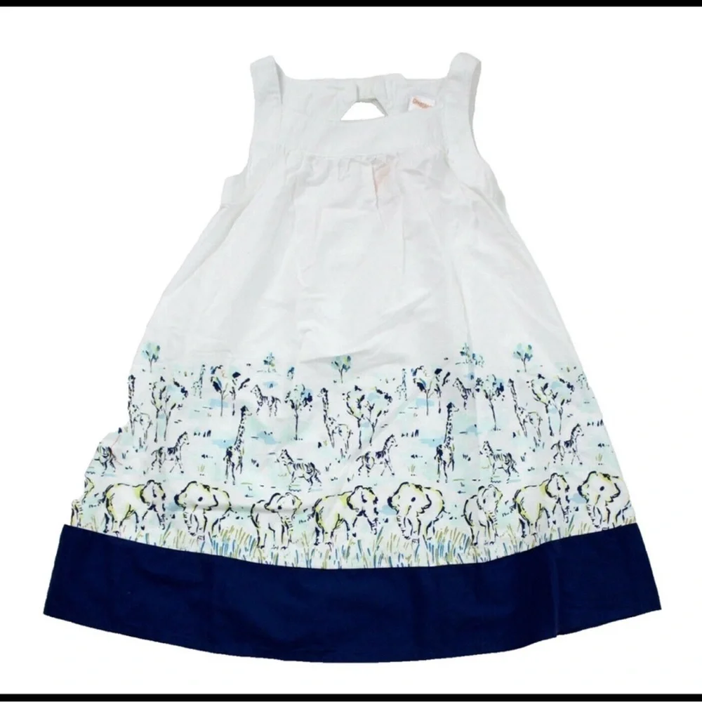 Gymboree Safari White and Blue Casual Kids Dress•animal print zoo safari theme3T